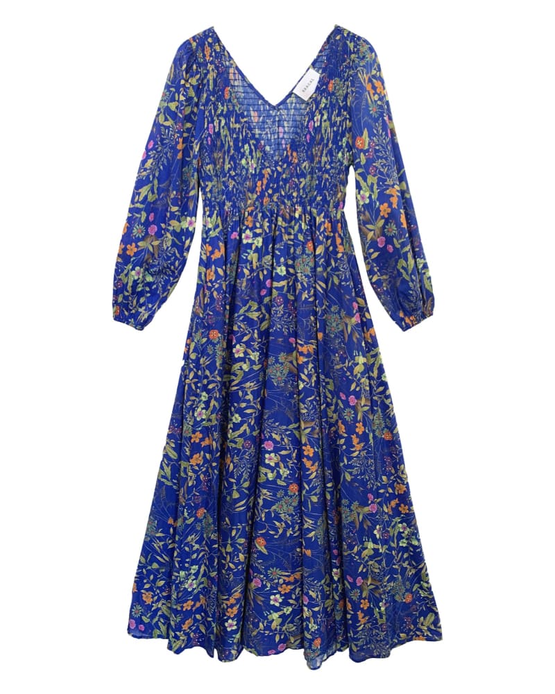 Front of a size 2 The Joni Cobalt Floral Maxi Dress in Cobalt Floral by BAACAL. | dia_product_style_image_id:296037